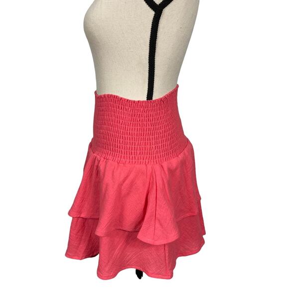Yana K Mini Skirt Skort 100% Cotton Tiered Coral Size Medium NEW - Picture 6 of 10